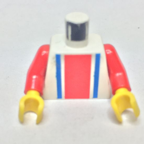Torso Soccer Vertical Striped Red/Blue and No. 3 Back Pattern / Red Arms / Yellow Hands
