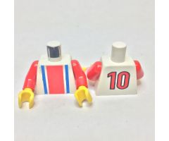Torso Soccer Vertical Striped Red/Blue and No. 10 Back Pattern / Red Arms / Yellow Hands