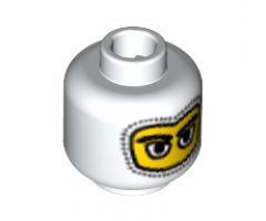 Minifigure, Head Balaclava with Eyes Hole Stitching Trim, Large Eye Whites Pattern - Blocked Open Stud