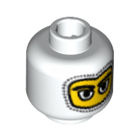Minifigure, Head Balaclava with Eyes Hole Stitching Trim, Large Eye Whites Pattern - Blocked Open Stud