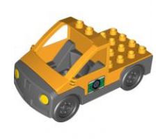 Duplo, Vehicle Truck Pickup Flatbed with Dark Bluish Gray Base with Tire and Tools Pattern