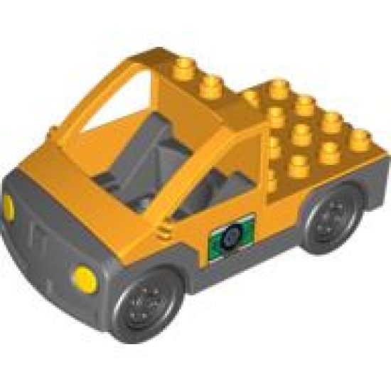 Duplo, Vehicle Truck Pickup Flatbed with Dark Bluish Gray Base with Tire and Tools Pattern
