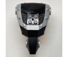 Large Figure Part Torso KK with Dracus Pattern (Black Front and Silver Trim) - Series 3 - Brick 2 x 2 Relief (base part number is in question)