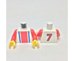 Torso Soccer Vertical Striped Red/Blue and No. 7 Back Pattern / Red Arms / Yellow Hands
