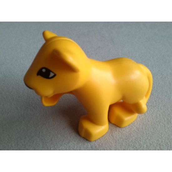 Duplo, Animal Lion Baby Cub, Raised Paw, Eyes Top Straight Pattern