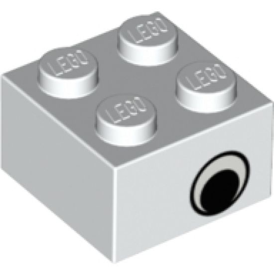 Brick 2 x 2 with Eye with White Pattern on Two Sides, Offset
