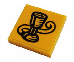 Tile 2 x 2 with Black Goblet and Tail Pattern (Sticker) - Set 76382
