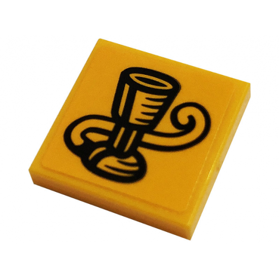 Tile 2 x 2 with Black Goblet and Tail Pattern (Sticker) - Set 76382
