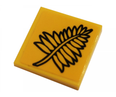 Tile 2 x 2 with Black Fern Plant Leaves Pattern (Sticker) - Set 76384