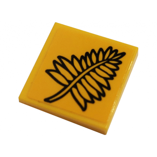 Tile 2 x 2 with Black Fern Plant Leaves Pattern (Sticker) - Set 76384