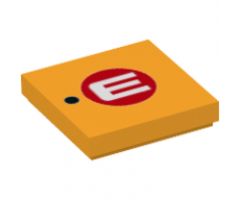 Tile 2 x 2 with Black Dot and White 'E' in Red Circle Pattern