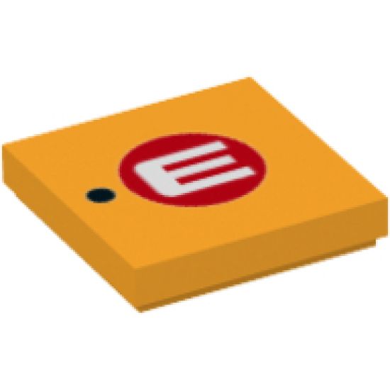 Tile 2 x 2 with Black Dot and White 'E' in Red Circle Pattern