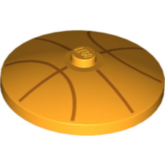 Dish 4 x 4 Inverted (Radar) with Solid Stud with Orange Basketball Lines Pattern