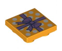 Tile, Modified 2 x 2 Inverted with Gift Wrap Medium Lavender Bow and White Dots Pattern