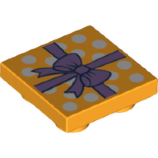 Tile, Modified 2 x 2 Inverted with Gift Wrap Medium Lavender Bow and White Dots Pattern