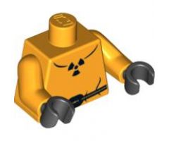 Torso Safety Suit with Belt and Radioactivity Warning Pattern / Bright Light Orange Arms / Black Hands