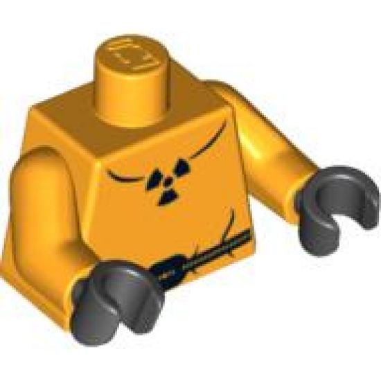 Torso Safety Suit with Belt and Radioactivity Warning Pattern / Bright Light Orange Arms / Black Hands