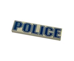 Tile 1 x 4 with 'POLICE' Blue Outline Pattern