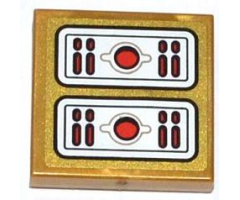 Tile 2 x 2 with Red Light Bars and Circles Pattern (Sticker) - Set 70505