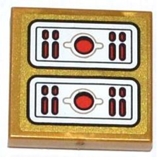 Tile 2 x 2 with Red Light Bars and Circles Pattern (Sticker) - Set 70505