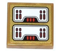 Tile 2 x 2 with Red Light Bars Pattern (Sticker) - Set 70505