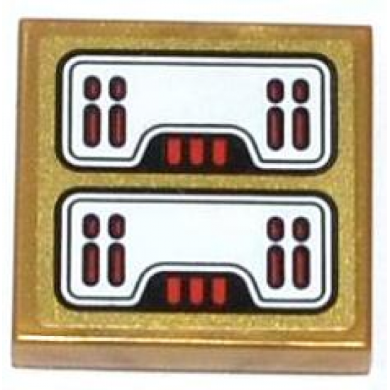 Tile 2 x 2 with Red Light Bars Pattern (Sticker) - Set 70505