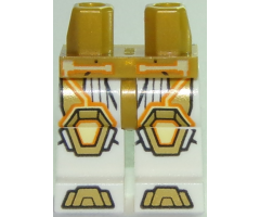 Hips and White Legs with Metallic Gold, Orange, and Yellow Trim Lines, Knee Pads, and Sandals Pattern