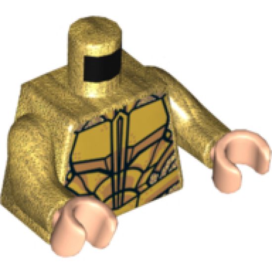 Torso Atlantean Armor with Metallic Gold Plates Pattern / Pearl Gold Arms / Light Nougat Hands