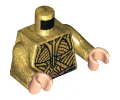 Torso Atlantean Armor Elaborate with Metallic Gold Plates and Dark Green Belt Pattern / Pearl Gold Arms / Light Nougat Hands
