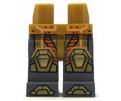 Hips and Dark Bluish Gray Legs with Orange and Yellow Circuitry, Gold Hexagonal Knee Pads and Boots Pattern