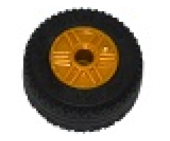 Wheel & Tire Assembly 18mm D. x 14mm with Pin Hole, Fake Bolts and Shallow Spokes with Black Tire 30.4 x 14 Solid (55981 / 58090)