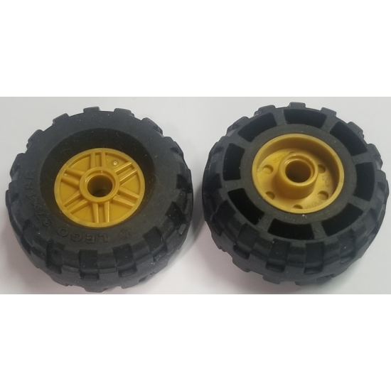 Wheel & Tire Assembly 18mm D. x 14mm with Pin Hole, Fake Bolts and Shallow Spokes with Black Tire 37 x 18R (55981 / 56891)