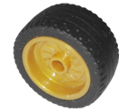 Wheel & Tire Assembly 18mm D. x 12mm with Axle Hole and Stud with Black Tire 24 x 12 Low (18976 / 18977)