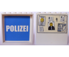 Panel 1 x 6 x 5 with White 'POLIZEI' on Blue Background Inside and Bulletin Board on Outside Pattern (Stickers) - Set 7744