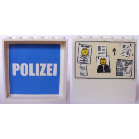 Panel 1 x 6 x 5 with White 'POLIZEI' on Blue Background Inside and Bulletin Board on Outside Pattern (Stickers) - Set 7744