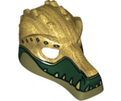 Minifigure, Headgear Mask Crocodile with Gold Teeth and Black Diamonds Pattern