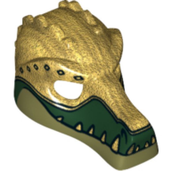 Minifigure, Headgear Mask Crocodile with Gold Teeth and Black Diamonds Pattern