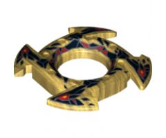 Ring 4 x 4 with 2 x 2 Hole and 4 Arrow Ends with Black and Red Stone Shards Pattern (Ninjago Spinner Crown)