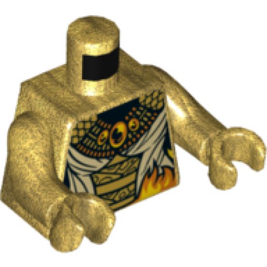 Torso Armor, Gold Scales, Orange and Yellow Trim, Tan Wrappings and Fire at Waist Pattern / Pearl Gold Arms / Pearl Gold Hands