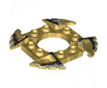 Ring 4 x 4 with 2 x 2 Hole and 4 Serrated Ends with Black and Silver Pattern (Ninjago Spinner Crown)