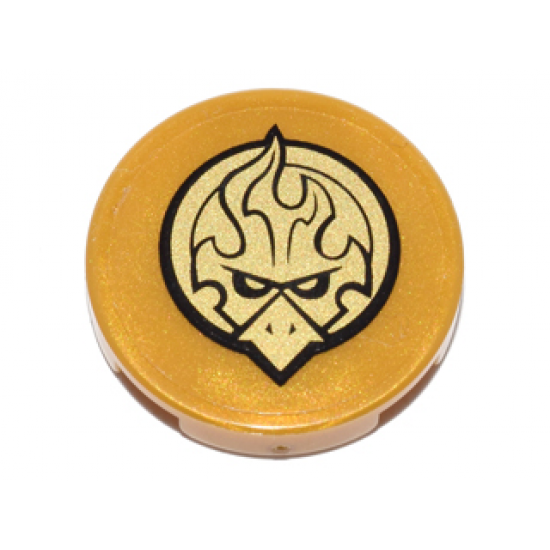 Tile, Round 2 x 2 with Bottom Stud Holder with Gold Chima Eagle Emblem Pattern (Sticker) - Set 70146