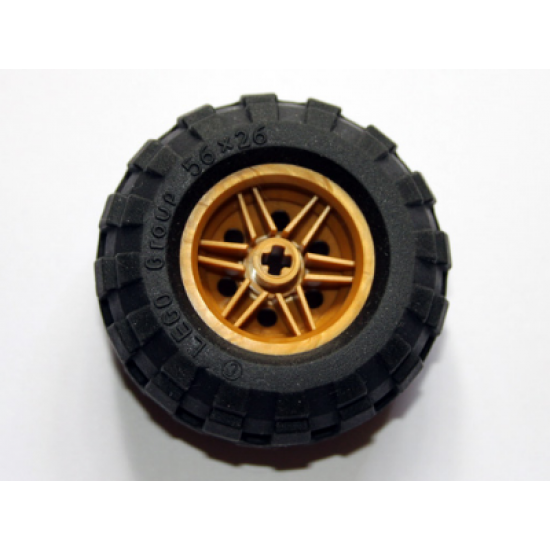 Wheel & Tire Assembly 30.4mm D. x 20mm with No Pin Holes and Reinforced Rim with Black Tire 56 x 26 Balloon (56145 / 55976)