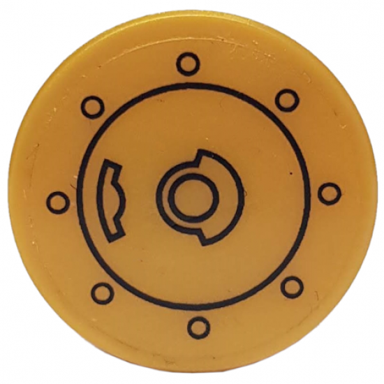 Tile, Round 2 x 2 with Bottom Stud Holder with Fuel Filler Cap Pattern (Sticker) - Set 76023