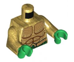 Torso Bare Chest with Muscles Outline, Gold Scales and Green Belt Pattern / Pearl Gold Arms / Green Hands