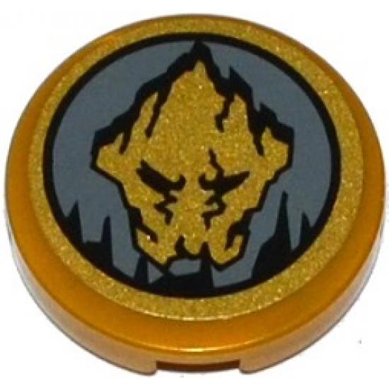 Tile, Round 2 x 2 with Bottom Stud Holder with Ninjago Earth Emblem Pattern (Sticker) - Set 70747