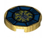 Tile, Round 2 x 2 with Bottom Stud Holder with Airjitzu Lightning Symbol in Blue Octagon Pattern