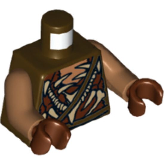 Torso LotR Armor Crude with Bones, Spikes and Dark Brown Straps Pattern (Gundabad Orc) / Medium Nougat Arms / Reddish Brown Hands
