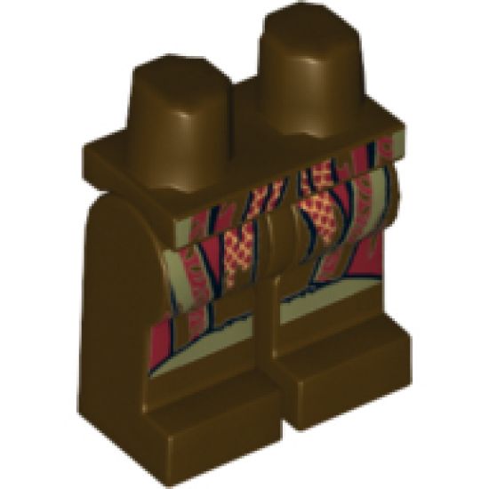 Hips and Legs with Olive Green, Dark Red, and Gold Trim Pattern