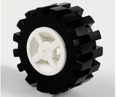 Wheel & Tire Assembly 8mm D. x 6mm with Black Tire 15mm D. x 6mm Offset Tread Small (4624 / 3641)
