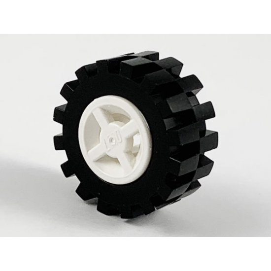 Wheel & Tire Assembly 8mm D. x 6mm with Black Tire 15mm D. x 6mm Offset Tread Small (4624 / 3641)